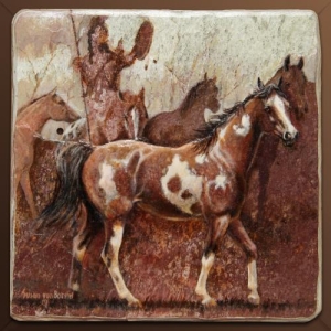 Chief's Pinto, 12" x 12", oil on travertine, $595