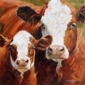 Cowntessa and Little Earl, oil on canvas, 20" x 20", $2500
