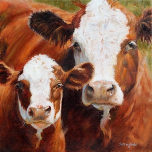 Cowntessa and Little Earl, oil on canvas, 20" x 20", $2300