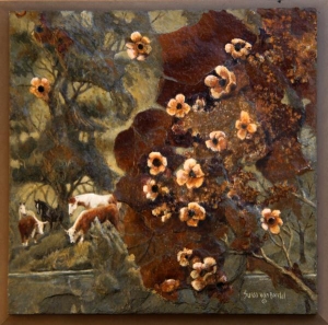 "Spring Woods", oil on slate, 12" x 12", $695  