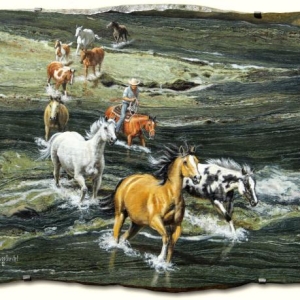 "Green River Crossing", oil on granite, "24 x 36", $4800  