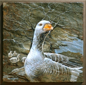 "grey Goose", oil on slate, 16" x 16", $995 