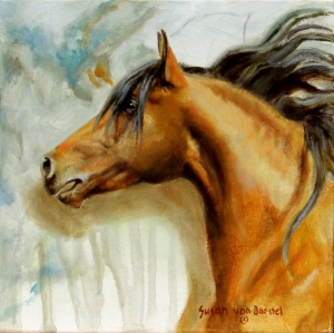 Buckskin Horse, 8" x 8", oil on panel, $250